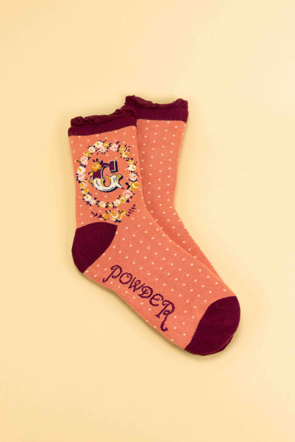 A-Z Alphabet Monogram Letter Ankle Socks: G