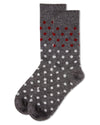Men's Cashmere Blend Two Tone Polka Dot Crew Socks -Med Gray Heather