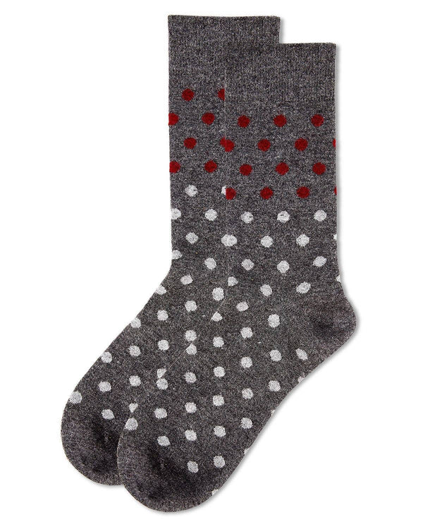 Men's Cashmere Blend Two Tone Polka Dot Crew Socks -Med Gray Heather