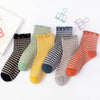 Colorful Check Pattern Lace Socks -Blue