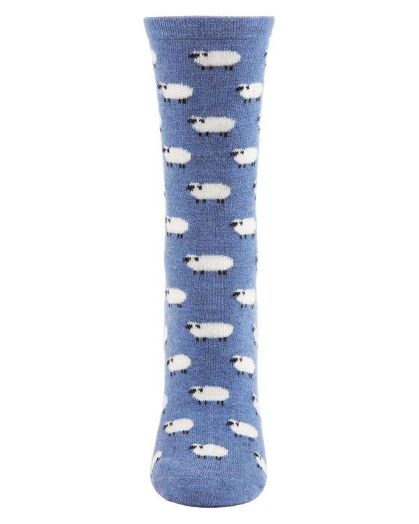 Women's Cashmere Sheep Crew Socks: Light Denim Heather / 9-11*