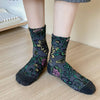 3D Flower Bohemian Women's Socks -Black