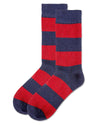 Mens Cashmere Blend Striped Crew Socks -Navy