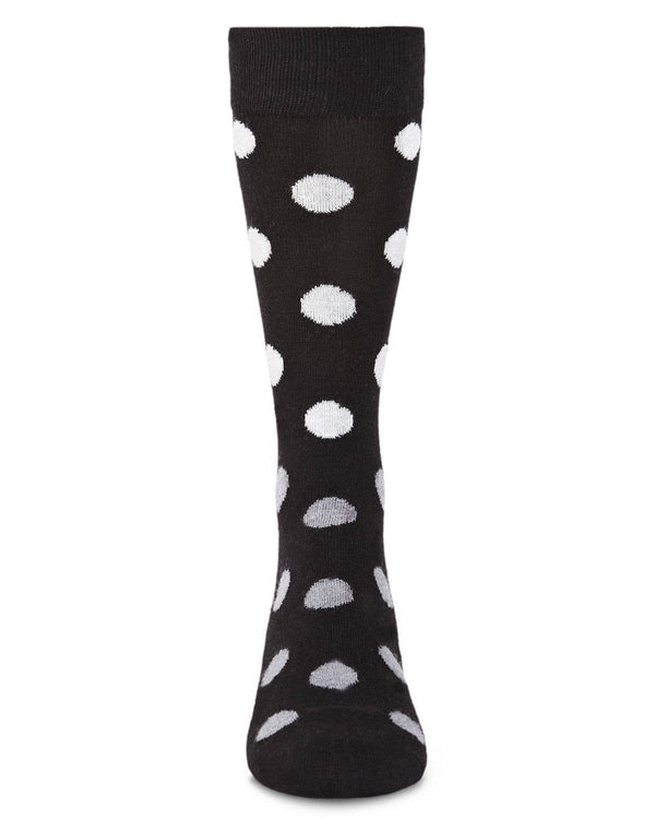 Men's Cashmere Blend Polka Dot Crew Sock -Black