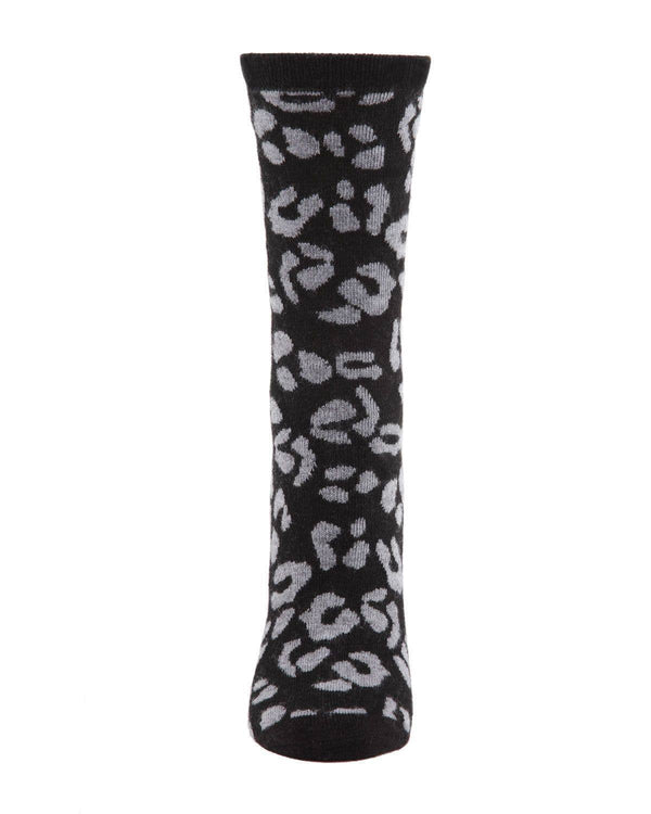 Women's Cashmere Leopard Animal Print Crew Socks: Hemp Heather / 9-11*