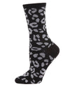 Women's Cashmere Leopard Animal Print Crew Socks: Hemp Heather / 9-11*