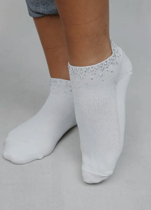 Crystal Top Ankle Socks - White*