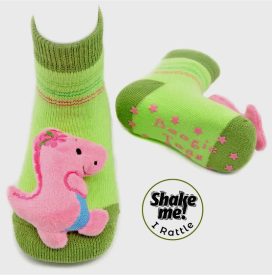 Pink T-Rex Rattle Socks 1-2Y*