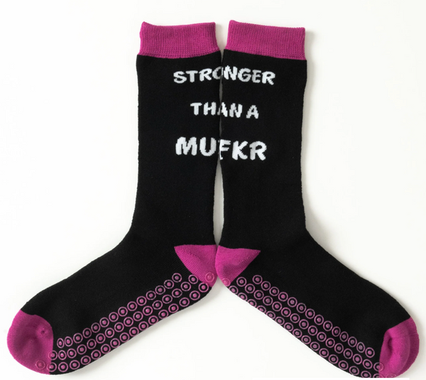Dr Socko Stronger Than A MF Non Slip Crew Socks -Medium