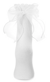 Women's Flowing Ribbon Back Fashion Crew Socks -White
