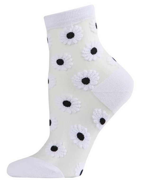 Women's Daisy Shirt Anklet Sock -White