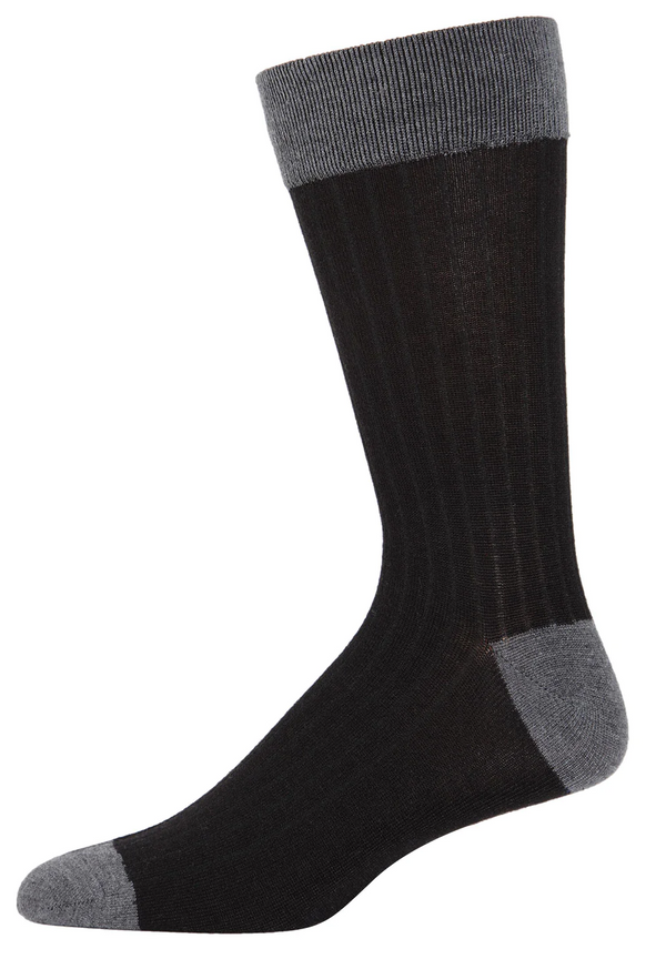 Men's Cashmere Rib Knit Luxuriously Soft Crew Socks -Black