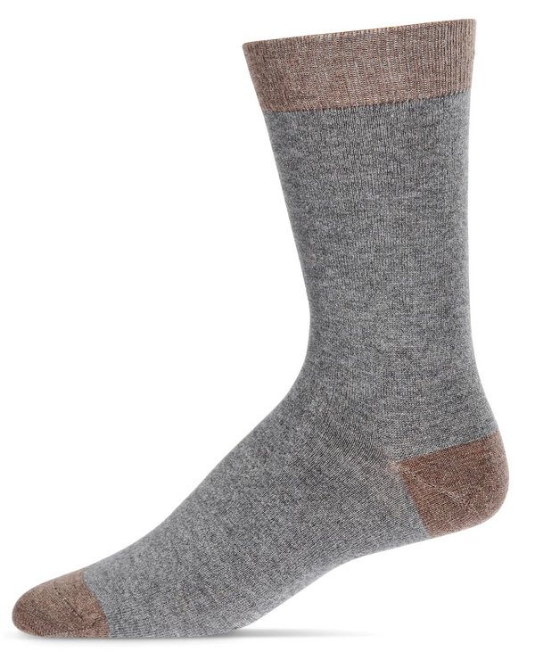 Men's Cashmere Fancy Heels Luxuriously Soft Crew Socks -Grey