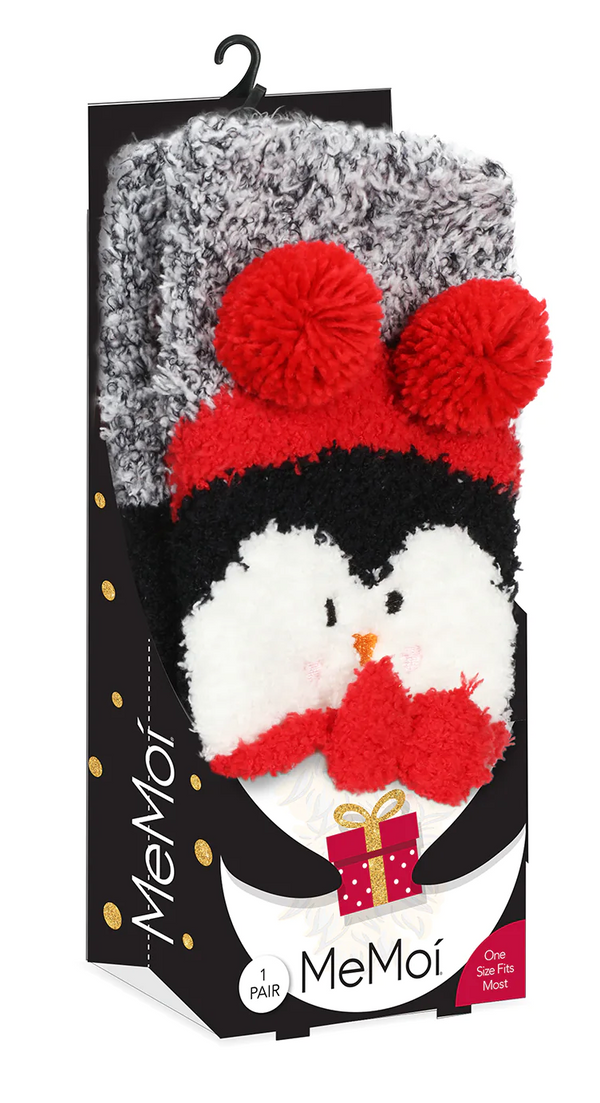 Women's Penguin Embellished Critter Plush Crew Sock