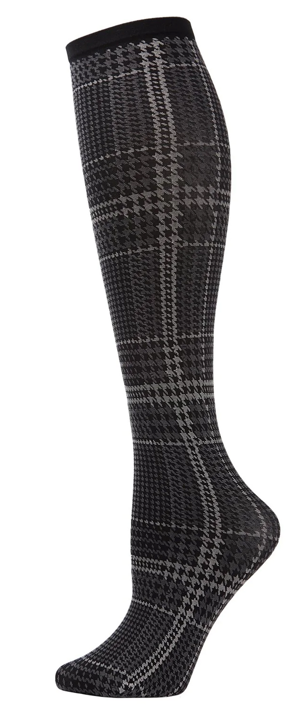 Women's Knee High Check Me Out -Black/Grey