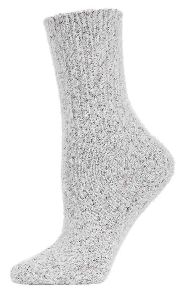 Women's Pretty Plush Glitter Crew Socks -Light Grey