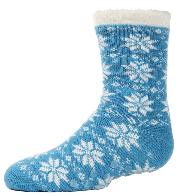 Kids Snowflake Cozy Sock -Blue -Size 7-8