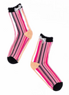 Sock Candy Parisian Stripe Bow Black Sheer Crew Sock