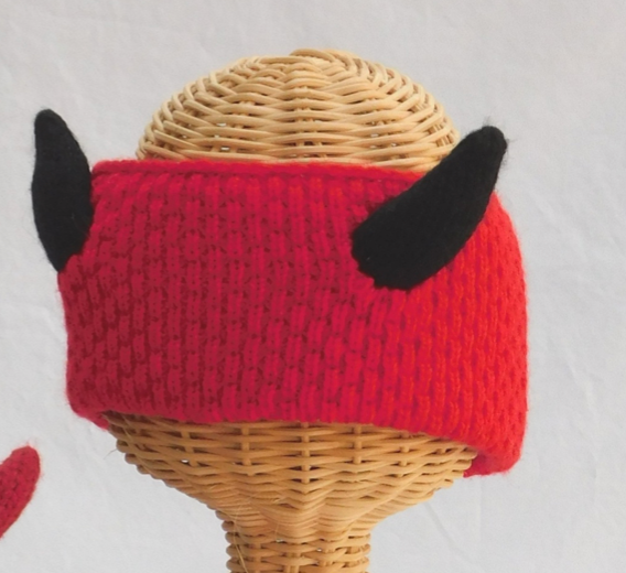 Knit Headband - Devil - Red