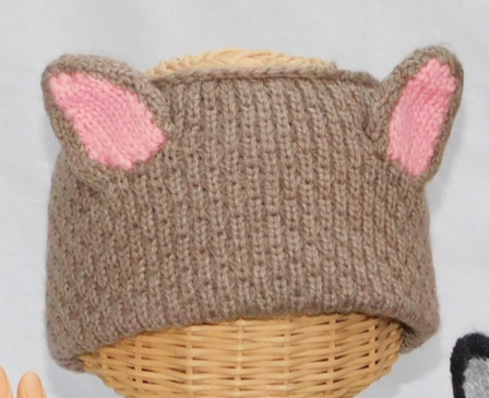 Knit Headband -Kitty Cat -Taupe