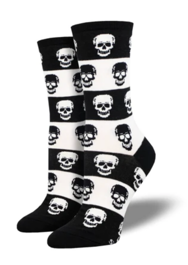 Women's Skull Crew Sock - Black