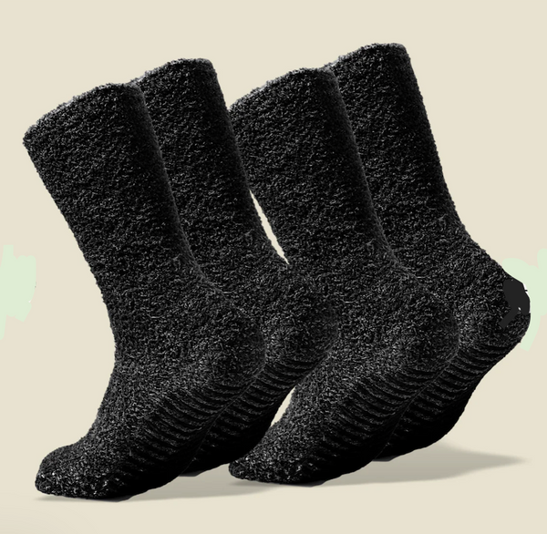 Gripjoy 2 Pack Fuzzy Grip Socks -Black -Large/Extra Large