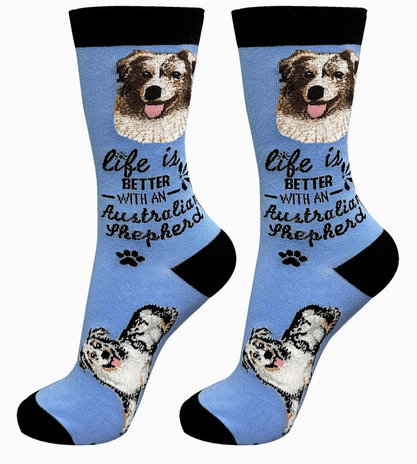 Australian Shepherd Dog Crew Socks -Unisex