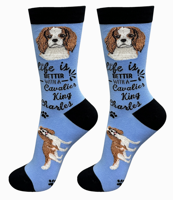 Cavalier King Charles Dog Crew Socks -Unisex