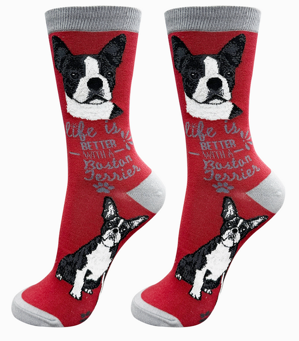 Boston Terrier Dog Crew Socks -Unisex