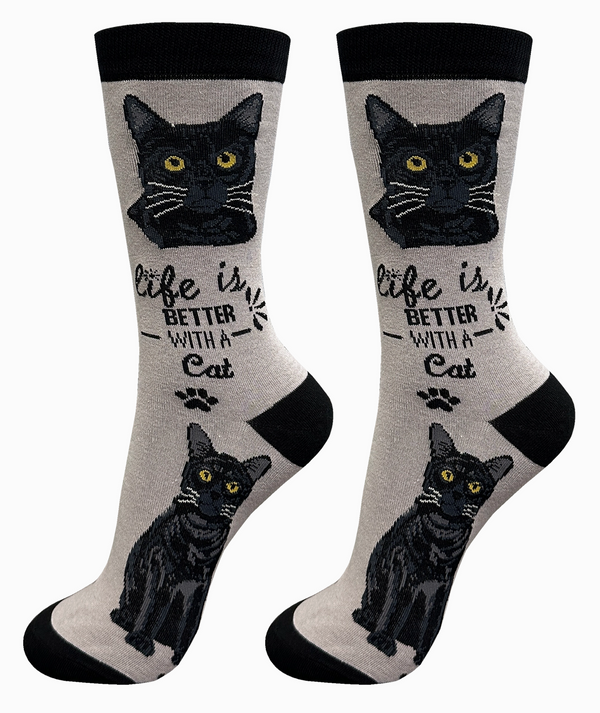 Black Cat Crew Socks -Unisex