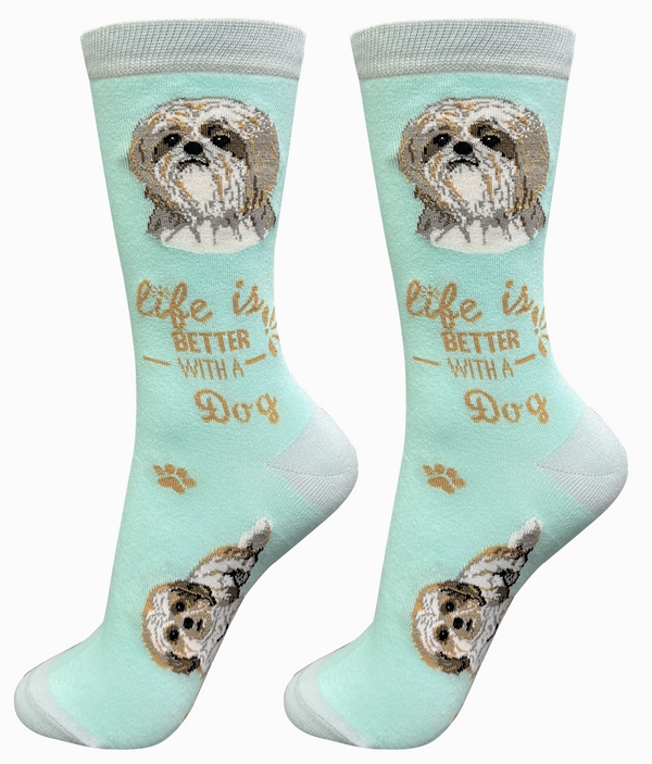 Tan Shih Tzu Dog Crew Socks -Unisex