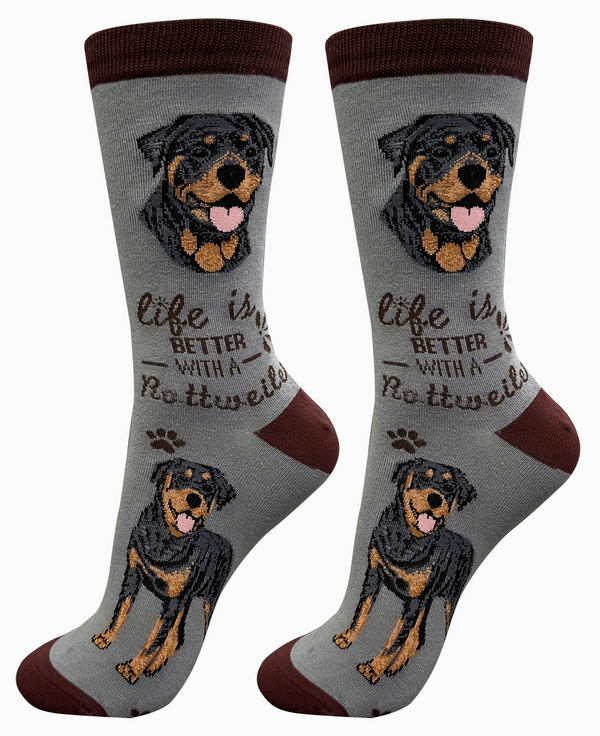 Rottweiler Dog Crew Socks -Unisex