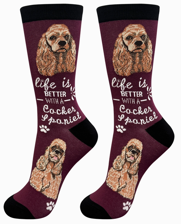 Cocker Spaniel Dog Crew Socks -Unisex