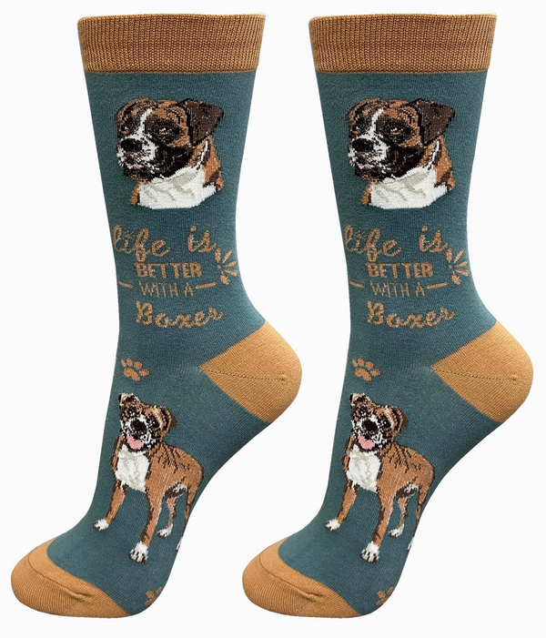 Boxer Dog Crew Socks -Unisex