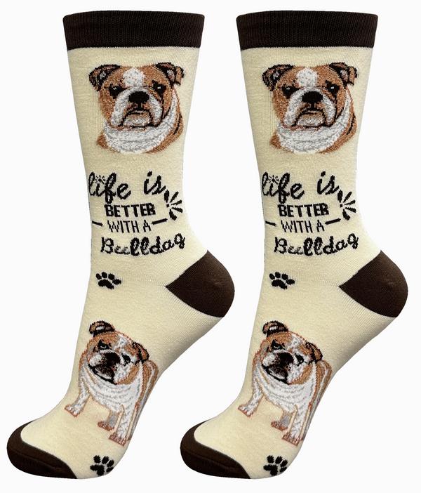 Bulldog Dog Crew Socks -Unisex