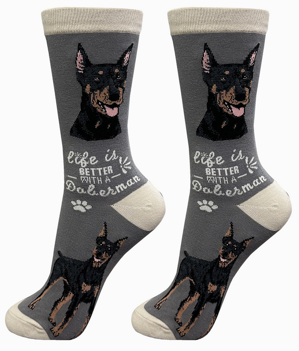 Doberman Dog Crew Socks -Unisex