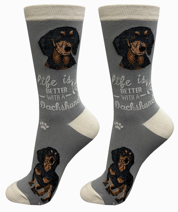 Black Dachshund Dog Crew Socks -Unisex