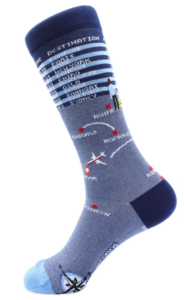 Frequent Flyer Travel Themed Men's Crew Sock