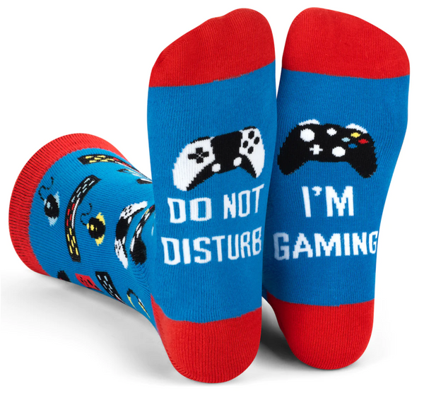 Do Not Disturb, I'm Gaming Crew Sock Blue