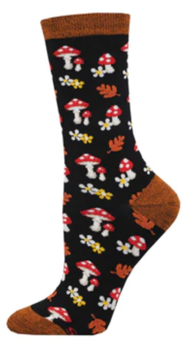 Women's Bamboo Gems of The Forest Crew Sock - Black