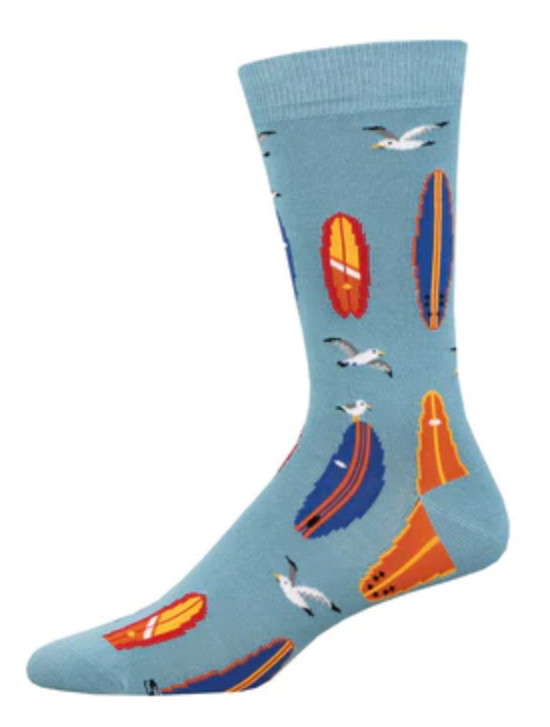 Men's Bamboo Ride The Wave Crew Sock - Blue