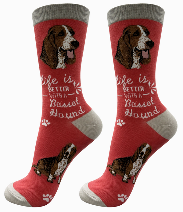 Basset Hound Dog Crew Socks -Unisex