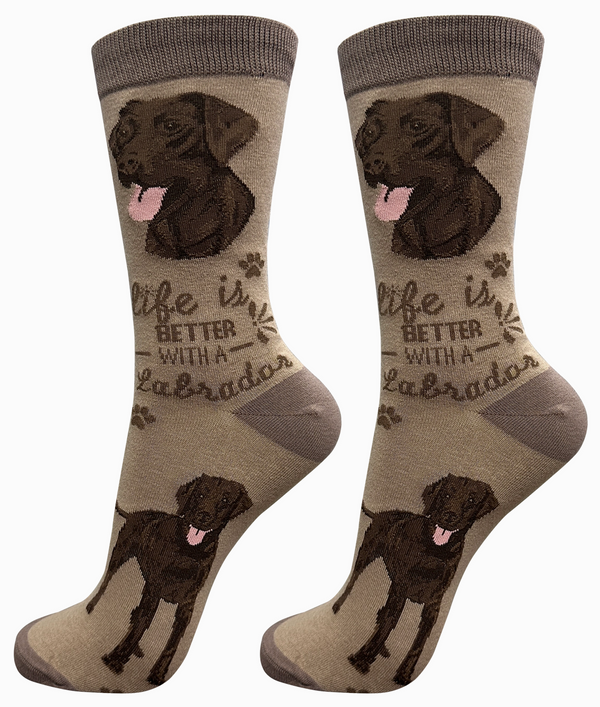 Chocolate Lab Dog Crew Socks -Unisex