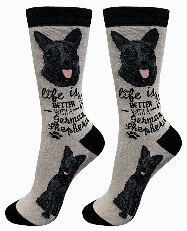 Black German Shepherd Dog Crew Socks -Unisex