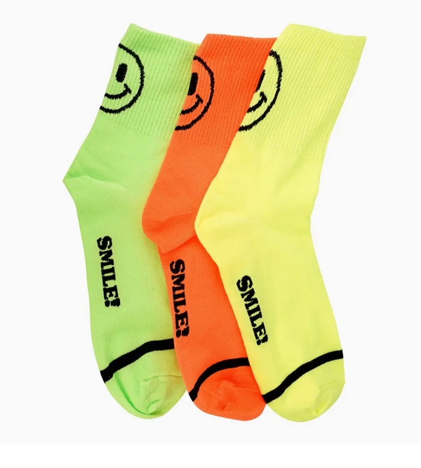 Back Smiley Smile Quarter Socks -Lime Green*