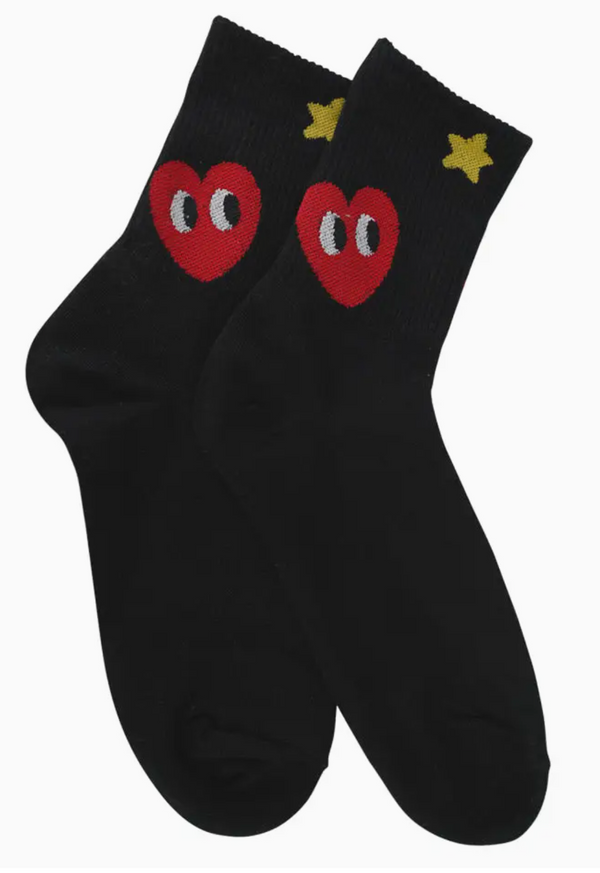 Star Love Quarter Socks -Black