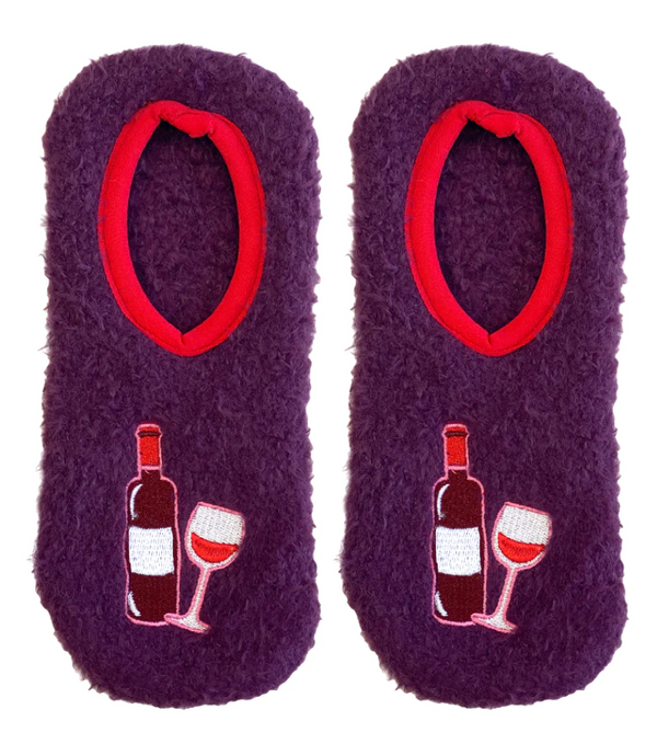 Fuzzy Slipper Wine Socks