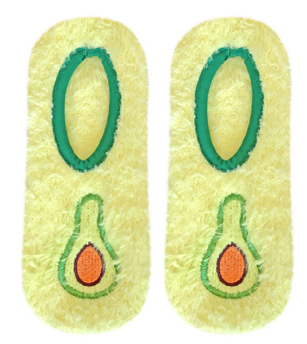 Fuzzy Slipper Avocado Socks