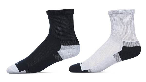 2 Pair Diabetic Half Cushion Quarter Socks -Navy-Gray-Large