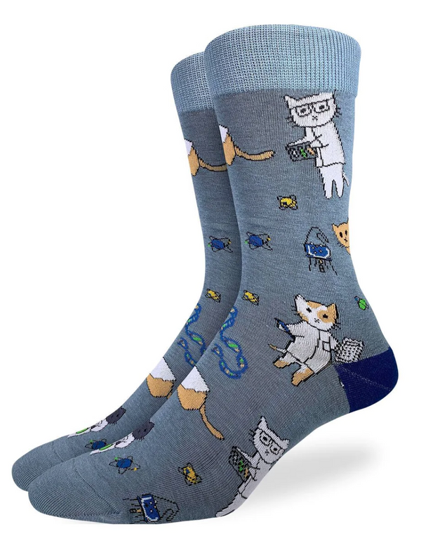 Men's King Size Science Cats Crew Sock